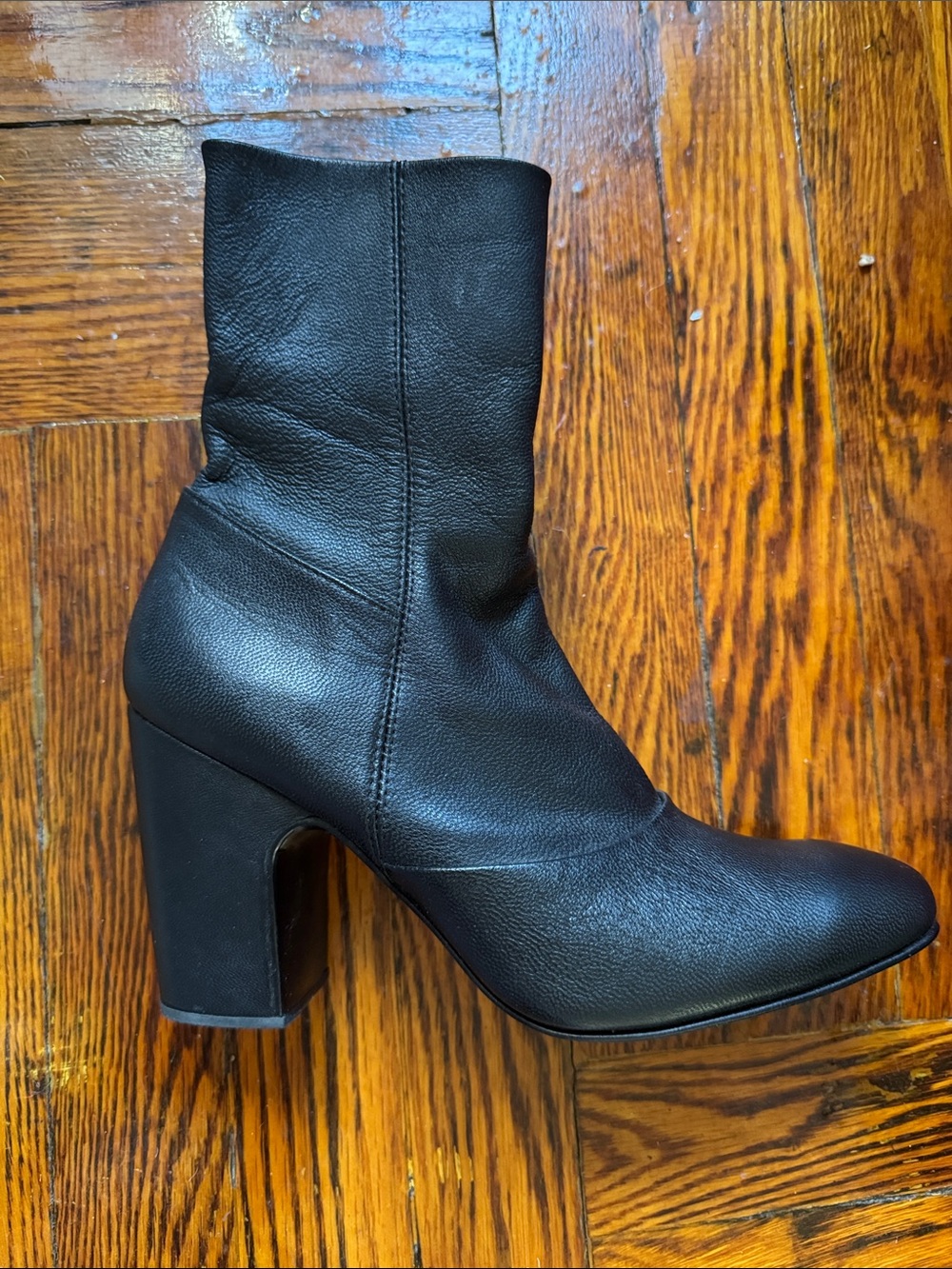 Rachel Comey Black Leather Mid-Calf Block Heel Boots